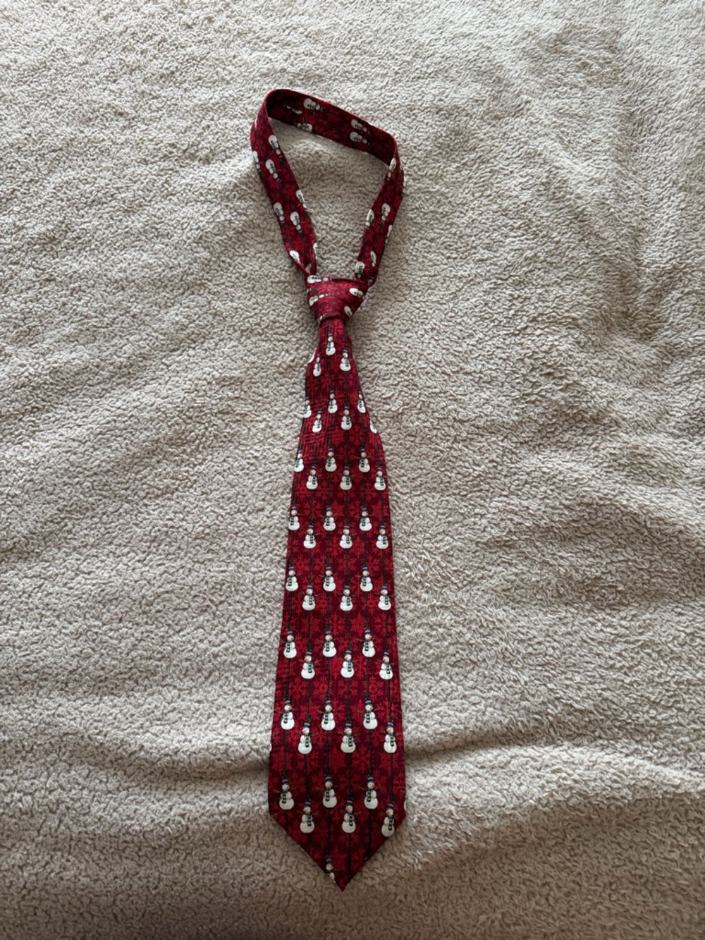 Men's Red Snowman Pattern Silk Tie